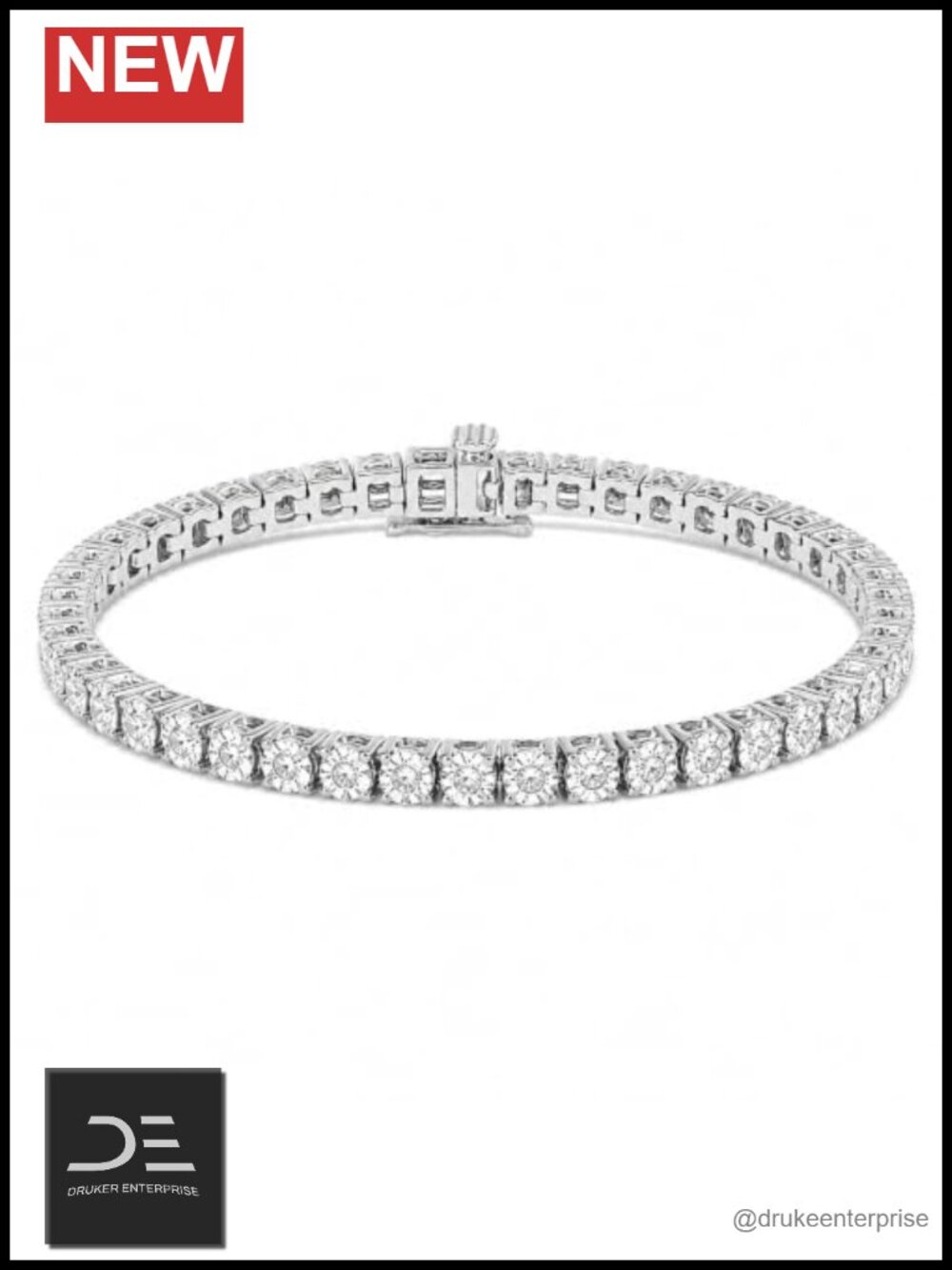 1.0 CTTW Natural Diamond Tennis Bracelet Sterling Silver with Box Clasp I3